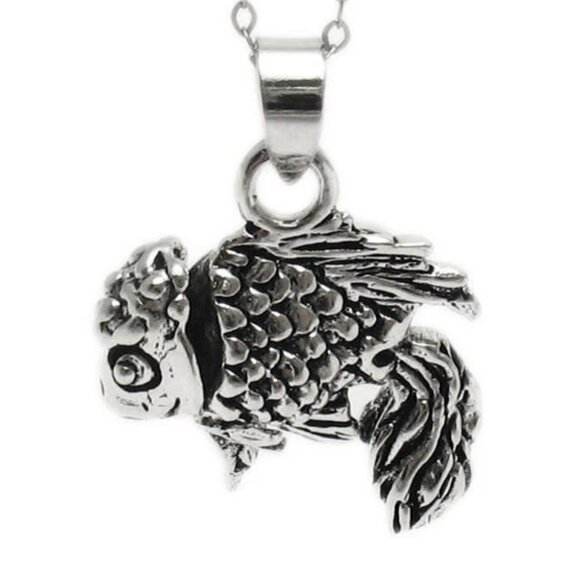 CUTE STERLING SILVER 3D FISH WITH MOVABLE HEAD, FINS & TAIL PENDANT - Picture 1 of 1